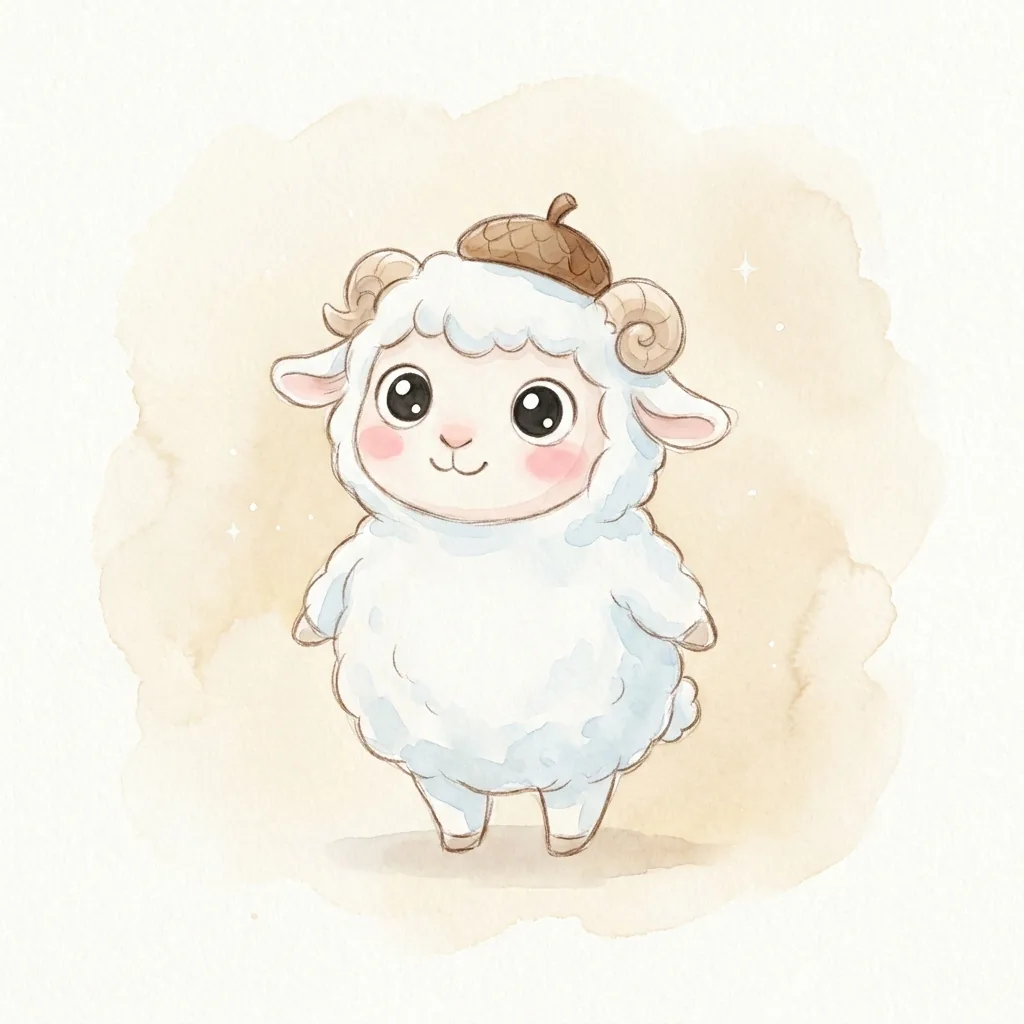 신미일주 하얀 양 일러스트