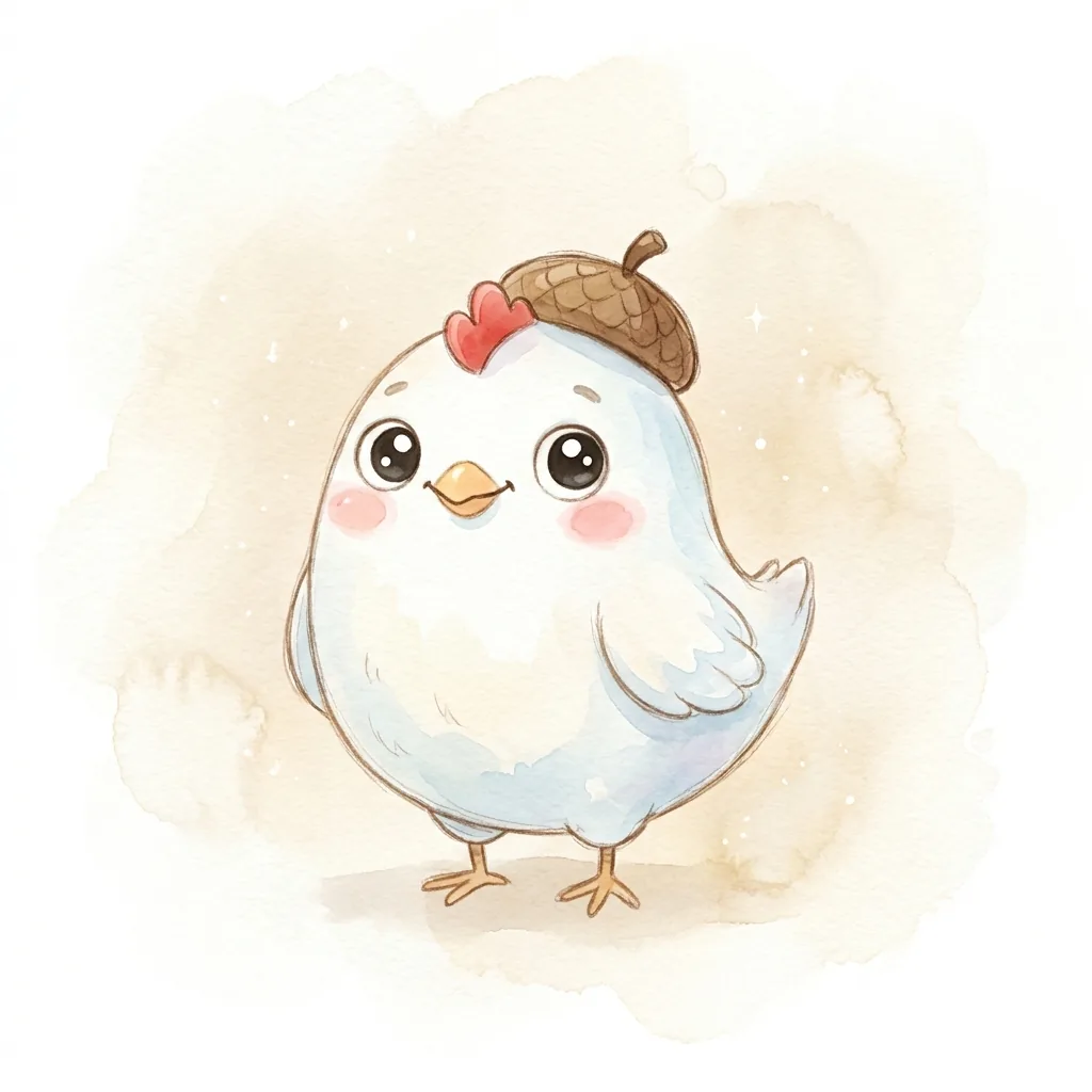 신유일주 하얀 닭 일러스트